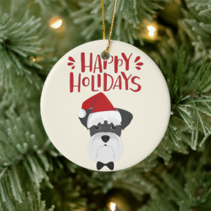Glad helg - gullig Schnauzerjul Julgransprydnad Keramik