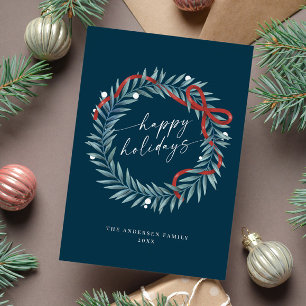 Glad helg Holly Ribbon-julkort Inbjudningar