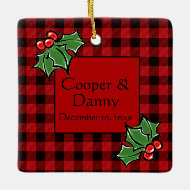 Glad helg Holly Sprigs, julgrey Julgransprydnad Keramik (Framsida)