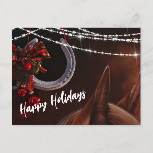 Glad helg Horse and Horseshoe jul Vykort