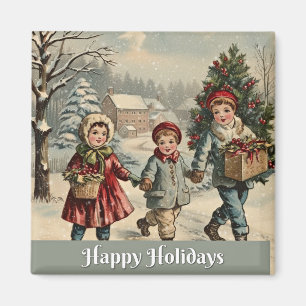 Glad helg, illustration av vintagen, magnet