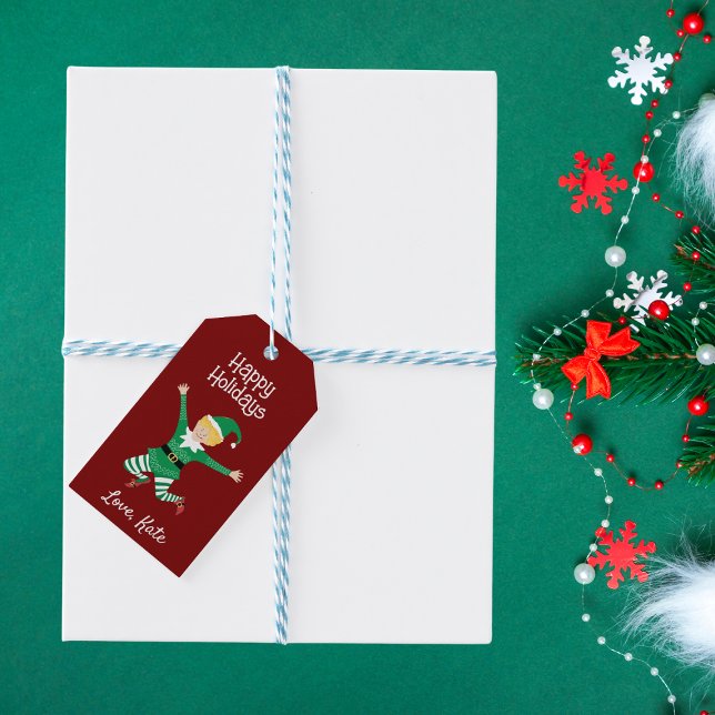 Glad helg Jolly Elf-Märkrn Julgåva Presentetikett (Skapare uppladdad)