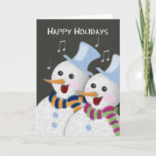 Glad helg Jolly Singing Snögubbars par