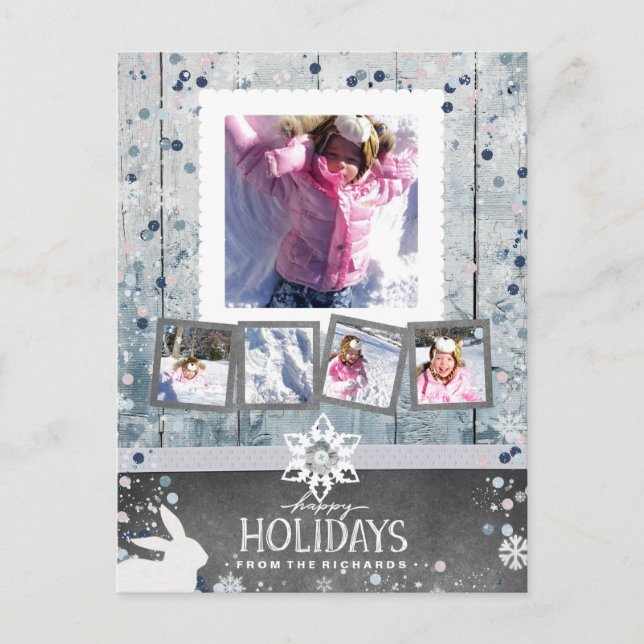 Glad helg jul 5 fotokollage vykort (Framsida)