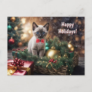 Glad helg Jul Cute Kitten Cat Vykort