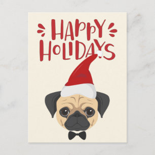Glad helg - Jul - Cute Pug Vykort