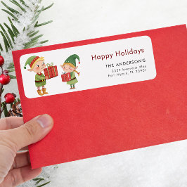 Glad helg jul Elfs MisChief Returadress Etikett