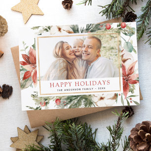 Glad helg jul Greenery Photo Julkort