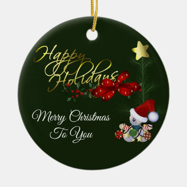 Glad helg-jul julgransprydnad keramik (Framsidan)