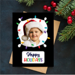 Glad helg jul Ljus (lägg till ditt foto) H Vykort