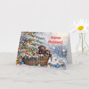 Glad helg jul med Chocolate Labrador Kort