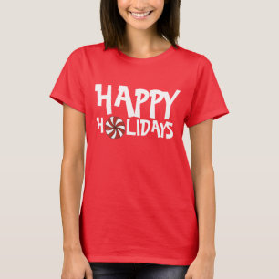 Glad helg Jul Red Peppermint Candy cane Tee