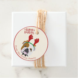 Glad helg - Jul till Cute English Bulldog Gåvor Etiketter