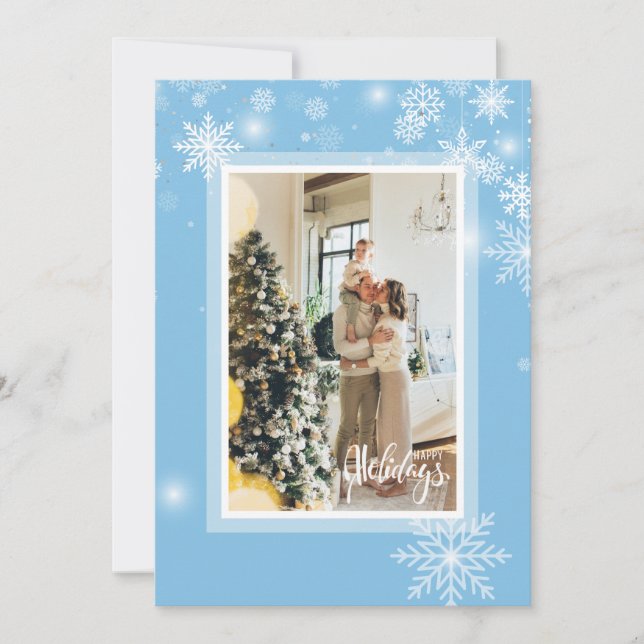 Glad helg Jul, vit snöflingor Inbjudningar (Framsida)