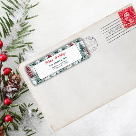 Glad helg Jul Winter Forest Returadress Etikett