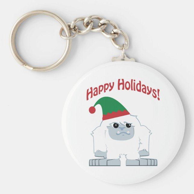 Glad helg! Jul Yeti Nyckelring (Framsidan)