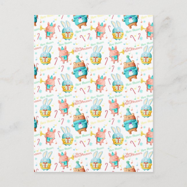 Glad helg-juldjur Mönster Helg Vykort (Framsida)