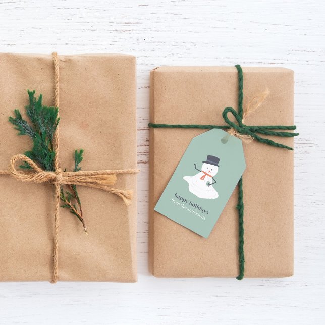 Glad helg-julen Smälter Snögubbe Cute Presentetikett (Skapare uppladdad)
