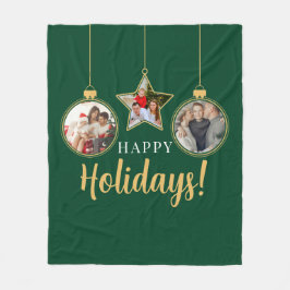 Glad helg julfamiljens foton Grönt Guld Fleecefilt