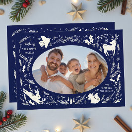 Glad helg Julfoto Woodland Doodle Julkort