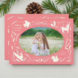 Glad helg Julfoto Woodland Doodle Julkort