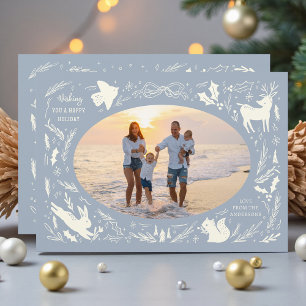 Glad helg Julfoto Woodland Doodle Julkort