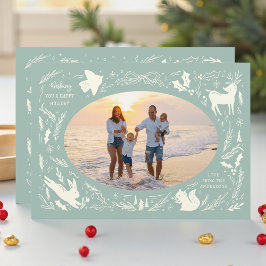 Glad helg Julfoto Woodland Doodle Julkort