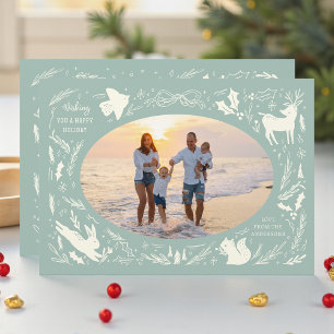 Glad helg Julfoto Woodland Doodle Julkort