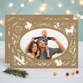 Glad helg Julfoto Woodland Doodle Julkort