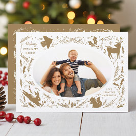 Glad helg Julfoto Woodland Doodle Julkort