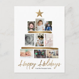 Glad helg Julgran fotostacken Guld Vykort