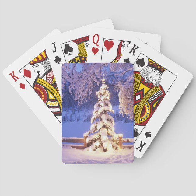 GLAD HELG JULGRAN i SNÖ Casinokort (Baksidan)