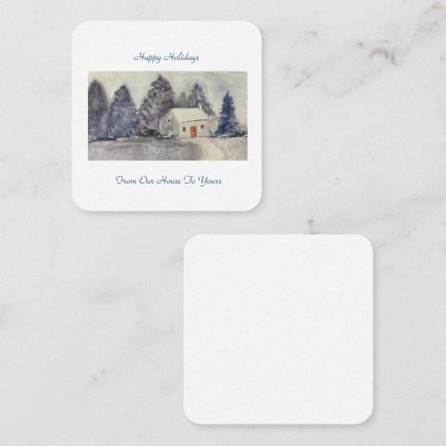 Glad helg julhus anteckningskort (Fram/baksida)