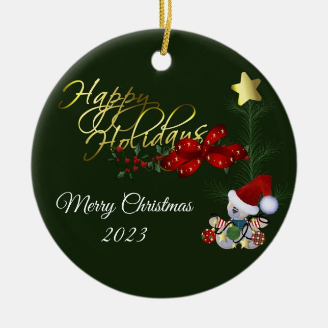 Glad helg julkeramiskt prydnadsföremål julgransprydnad keramik (Framsidan)