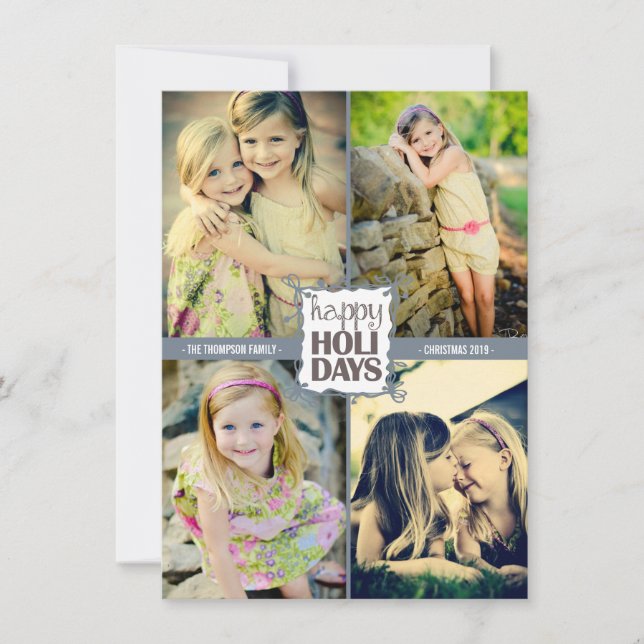 Glad helg julklapp med fyra fotopatkort julkort (Framsida)