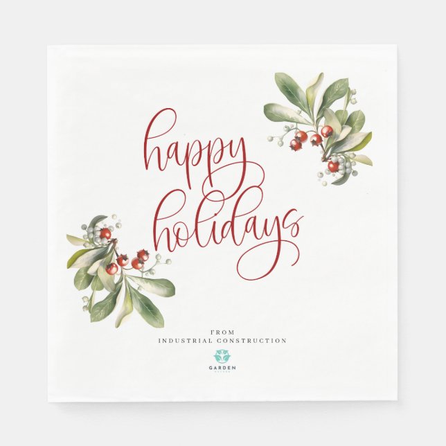 Glad helg julnapkin med logotyp pappersservett (Framsidan)