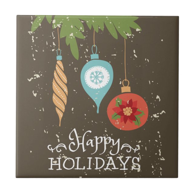 Glad helg julprydnad dekorativt kakelplatta (Framsidan)