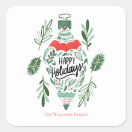 Glad helg julprydnad fyrkantigt klistermärke