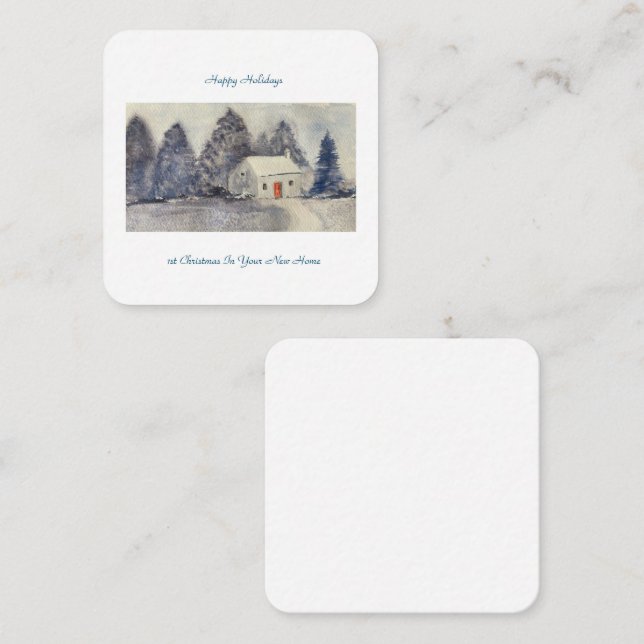 Glad helg julstuga - nytt hem anteckningskort (Fram/baksida)