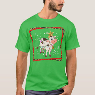 Glad helg jultomte Reindeer Santa Cow Mo T Shirt