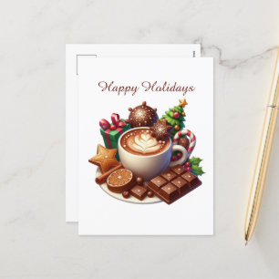 Glad helg kaffe snögubbe vykort