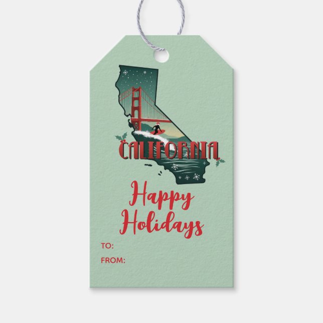 Glad helg Kalifornien-Anpassningsbarna - jul Presentetikett (Framsidan)