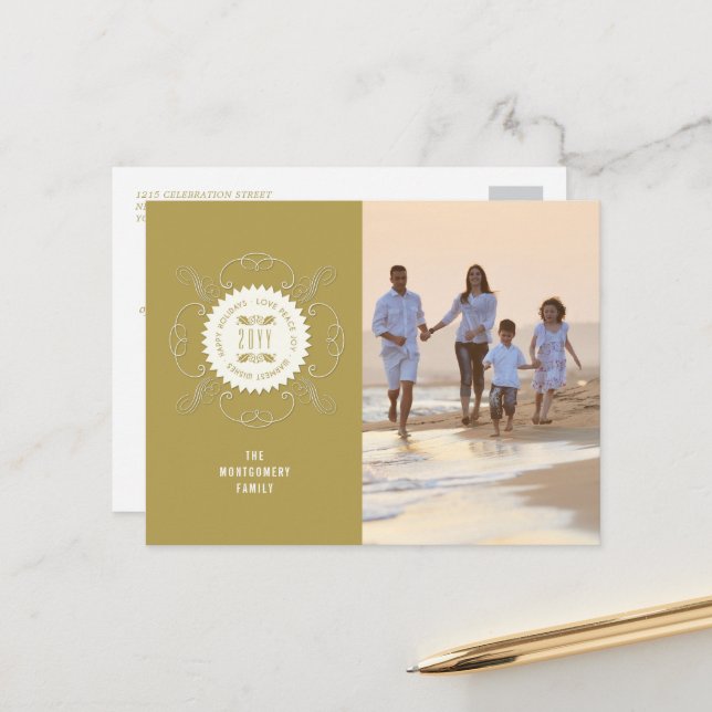 Glad helg Kärlek Peace Joy Ornate Seal Photo (Fram/Back In Situ)