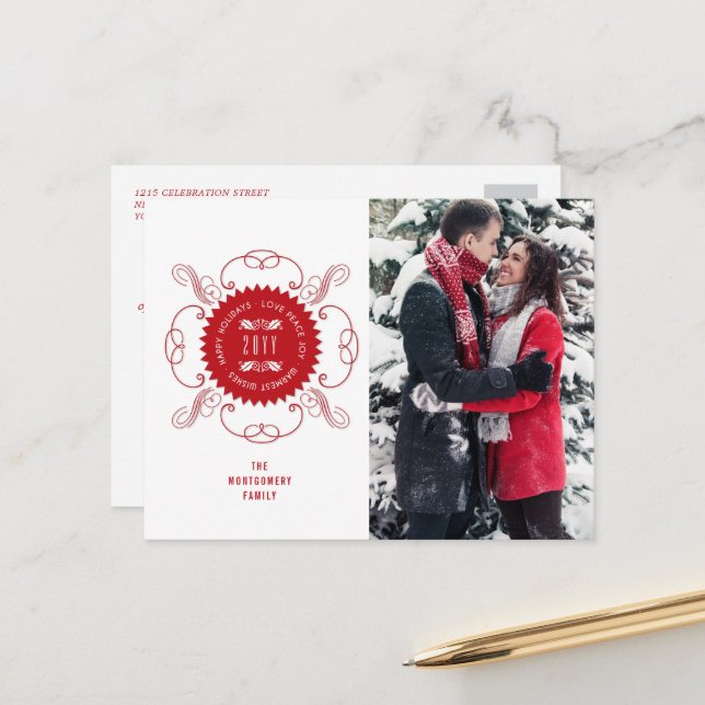 Glad helg Kärlek Peace Joy Ornate Seal Photo Ho (Fram/Back In Situ)