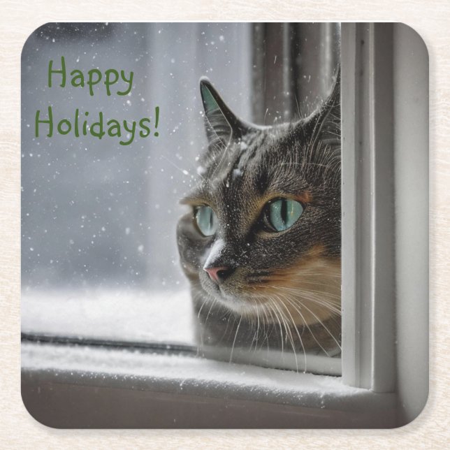 Glad helg Kattunge Underlägg Papper Kvadrat (Framsidan)