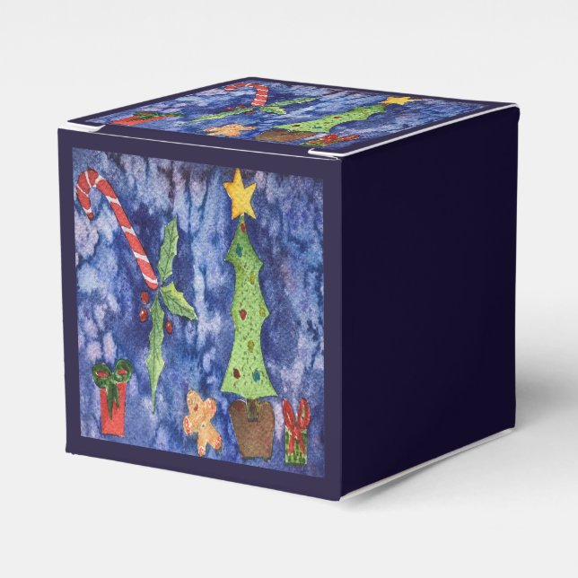 Glad helg Klassiska julikoner Vattenfärg Presentaskar (Framsidan Sidan)