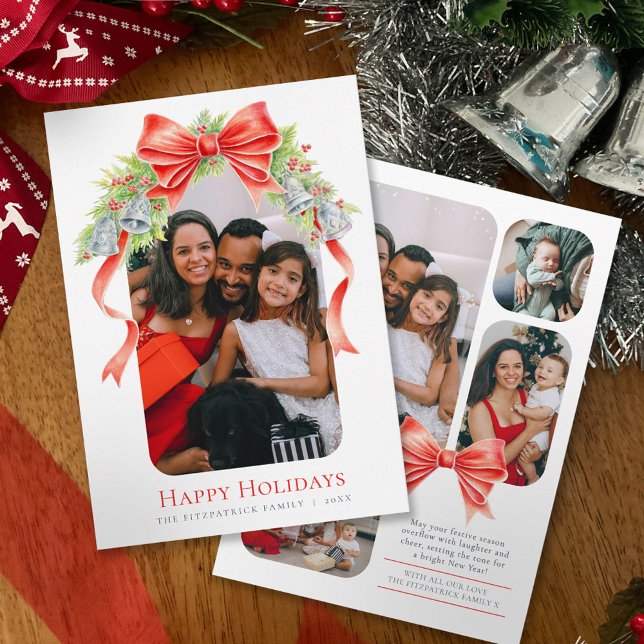 Glad helg klockor ger vattenfärgsfoto julkort (Skapare uppladdad)