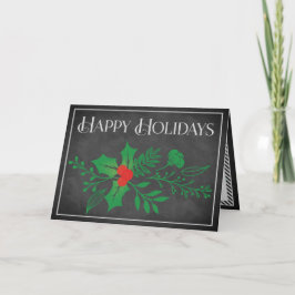 Glad helg-kort | Faux Chalkboard, Holly Helgkort