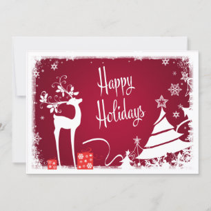 glad helg-kort   Röd, vit Hjort Julkort