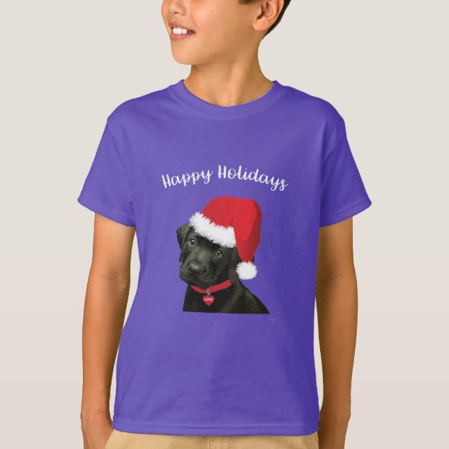 Glad helg Labrador Hund Santa Hat Cute Tröja (Framsida)